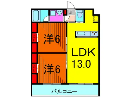 ラフィーネブラン(2LDK/1階)の間取り写真