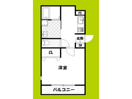 ユウパレス池上町(1K/2階)の間取り写真