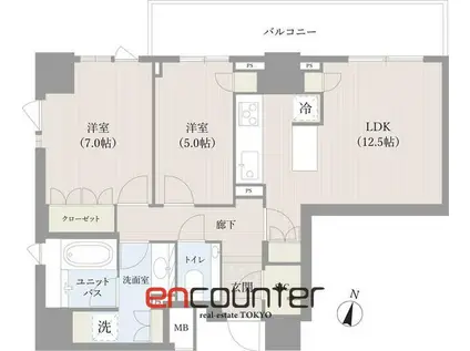 パークハウス平河町(2LDK/10階)の間取り写真