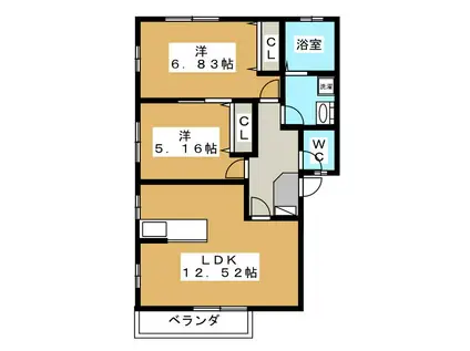 ノースタウンB(2LDK/1階)の間取り写真