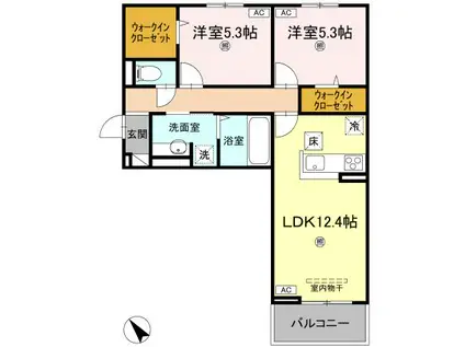 サンセール問屋町II(2LDK/1階)の間取り写真