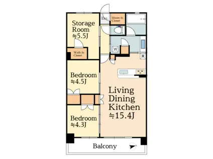 八王子レジデンス(2SLDK/6階)の間取り写真