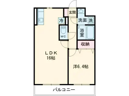 モアベリー(1LDK/2階)の間取り写真
