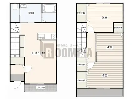リーブルファイン則武II(3LDK/1階)の間取り写真
