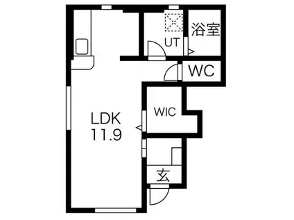 ルーナー(ワンルーム/1階)の間取り写真