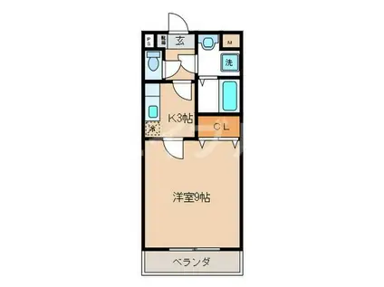 ヴィラコートはなみづき(1K/3階)の間取り写真