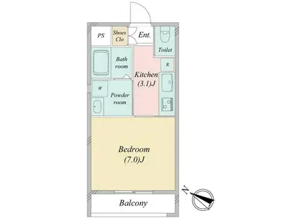 CRANE HEIM(1K/2階)の間取り写真