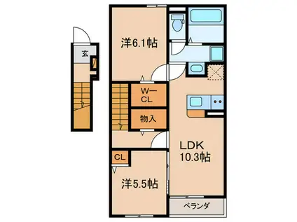 レガーミ・F(2LDK/2階)の間取り写真