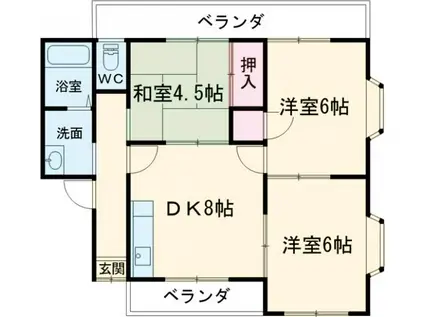 コーポラス村岡(3DK/2階)の間取り写真