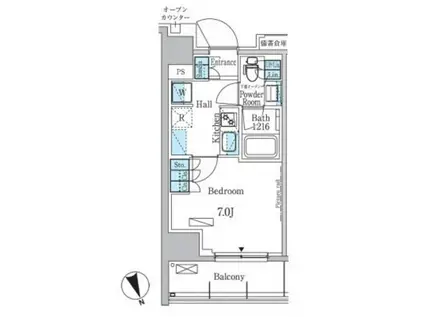 パークアクシス浅草レジデンス(1K/6階)の間取り写真