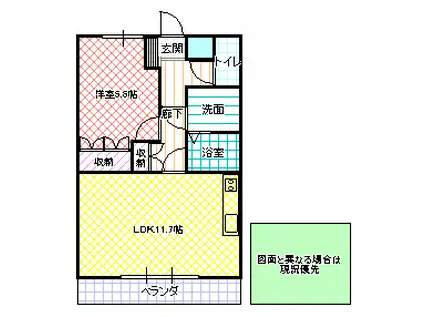 エバーレジデンス(1LDK/1階)の間取り写真