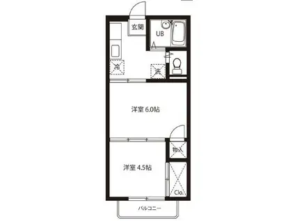 DOMANI平和台(2K/2階)の間取り写真