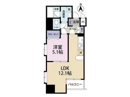 ローレルコート常盤(1LDK/12階)の間取り写真