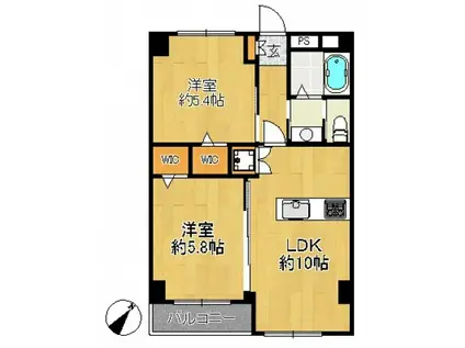 シャンボール鷺沼(2LDK/6階)の間取り写真