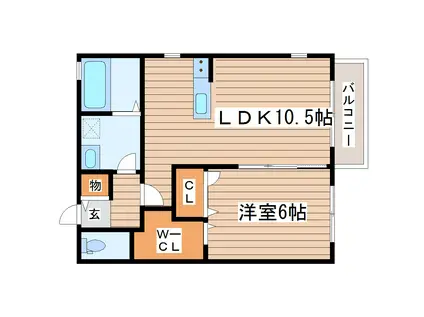 パインブリッジ(1LDK/1階)の間取り写真