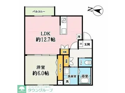 リアン カミカ(1LDK/2階)の間取り写真