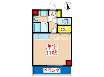 カテドラルJ(ワンルーム/8階)の間取り写真