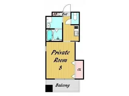 地下鉄谷町線 南森町駅 徒歩5分 11階建 築18年(1K/2階)の間取り写真