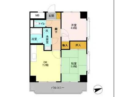 ワイアールレジデンス(2DK/5階)の間取り写真