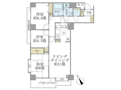 グランヴェール中村橋(3LDK/5階)の間取り写真