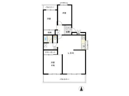 湘南高浜台ハイツ2号棟(3LDK/4階)の間取り写真