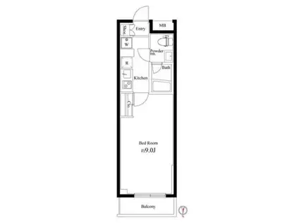 ジュイールパルフェ平井(1K/1階)の間取り写真