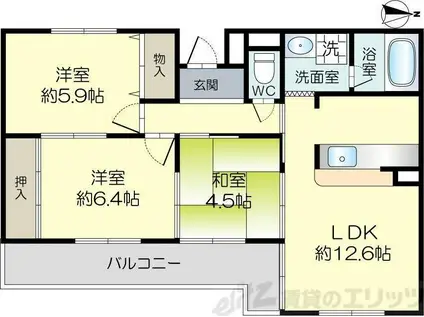 アーバンビレッジ香花園(3LDK/3階)の間取り写真