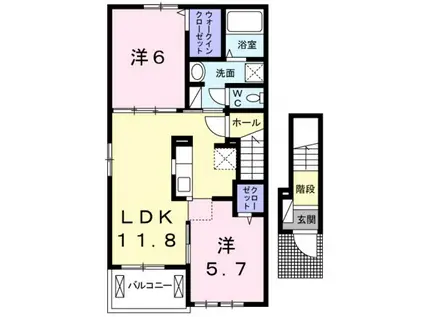 メゾン・ド・アマリリオI(2LDK/2階)の間取り写真