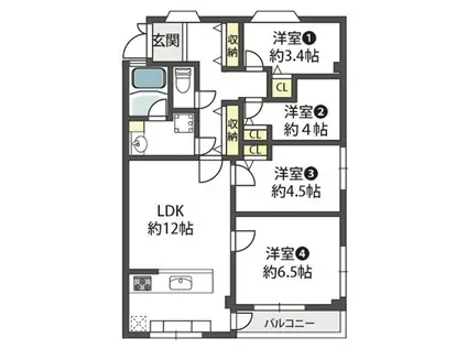 サイレンスハイム(4LDK/3階)の間取り写真