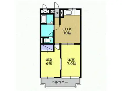 グランドハイツ関根I(2LDK/3階)の間取り写真