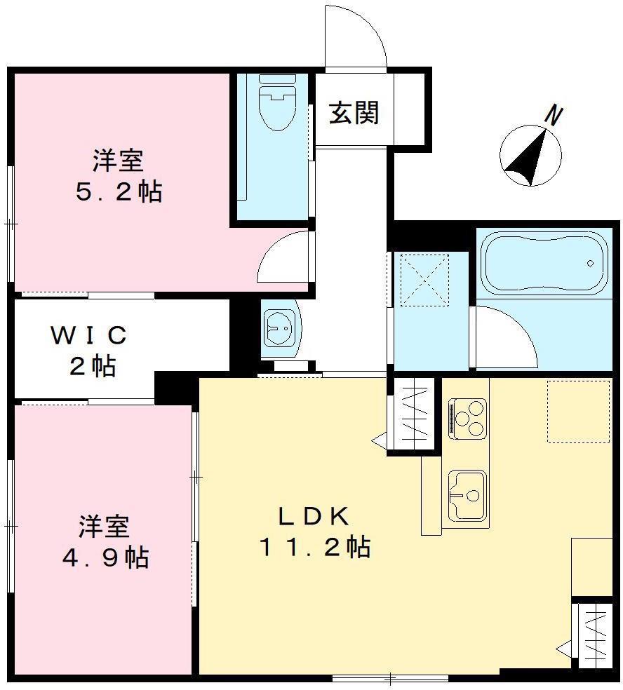 ソレイユ光(2LDK/1階)の間取り写真