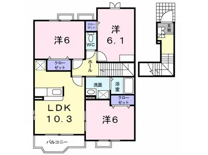 サン・クレメント B(3LDK/2階)の間取り写真