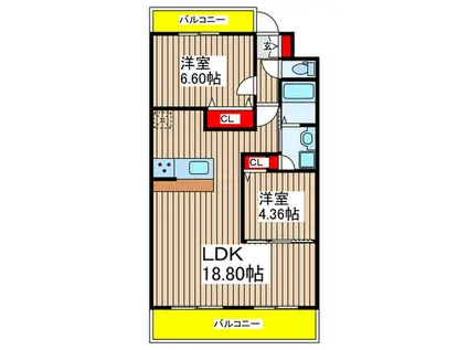 CREST TAPP 太閤通(2LDK/4階)の間取り写真