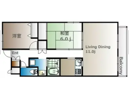 トレビーチナB(2LDK/3階)の間取り写真