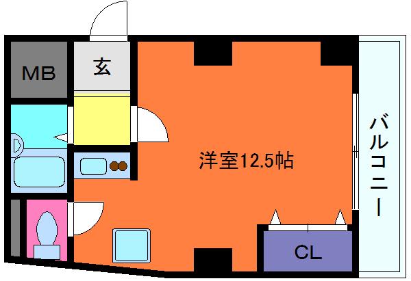 ギャラリーコート王子公園(ワンルーム/2階)の間取り写真