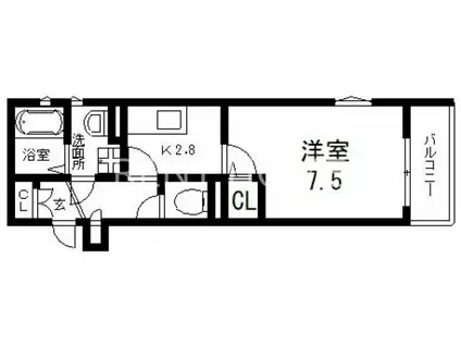 クリエオーレ小若江(1K/2階)の間取り写真