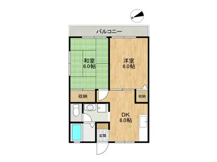 クレスト中山(2DK/1階)の間取り写真