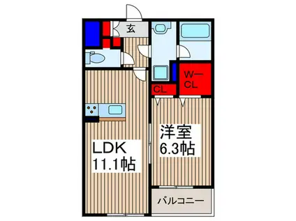 GARDEN COURT A 戸田公園(1LDK/3階)の間取り写真