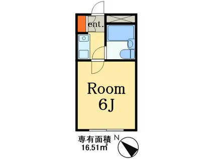 同花ビル(1K/1階)の間取り写真