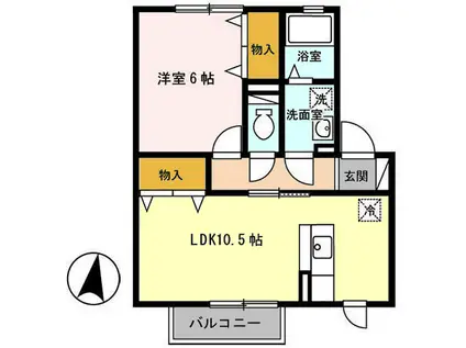 クラージュ(1LDK/2階)の間取り写真