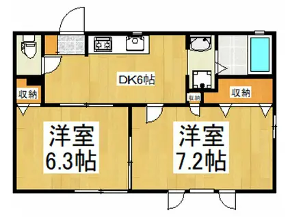 メゾンスリーゼ(2DK/1階)の間取り写真