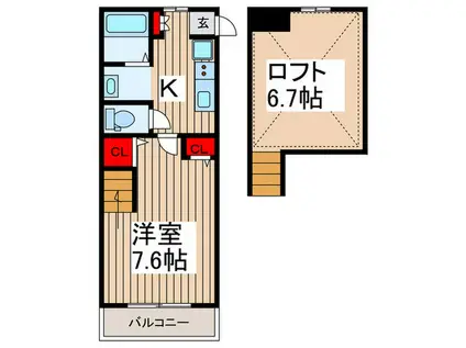 LIBERTA網代橋(1K/1階)の間取り写真