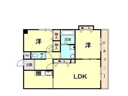 ドムストリアI(2LDK/2階)の間取り写真