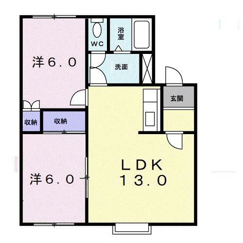 クレストールI(2LDK/1階)の間取り写真