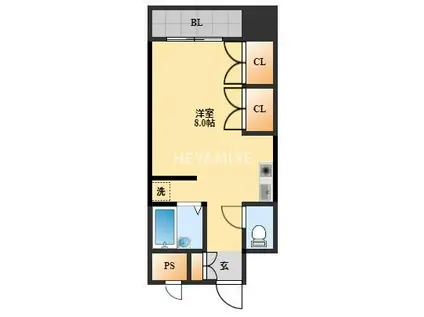 クーブス(ワンルーム/6階)の間取り写真