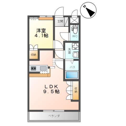 エスポアールB(1LDK/1階)の間取り写真
