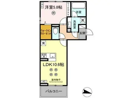 D-RESENA大橋 1(1LDK/2階)の間取り写真