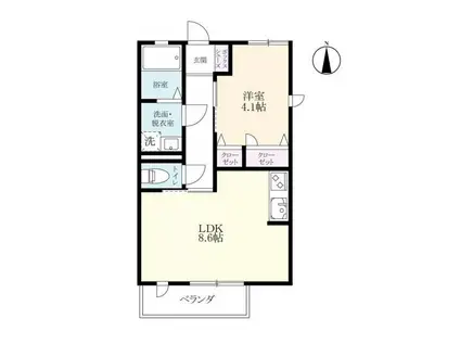 フェリクス(1LDK/2階)の間取り写真