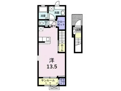 メゾン・ド・エクセレンスVI(ワンルーム/2階)の間取り写真