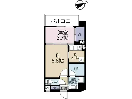CUBE TERRACE(1LDK/4階)の間取り写真